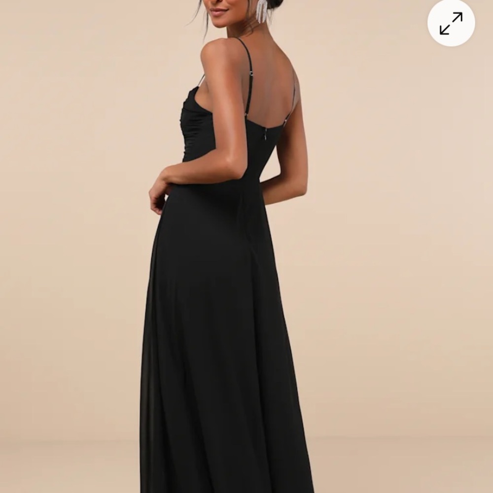 Lulu's Black Maxi Dress with Slit - Picture 4 of 4